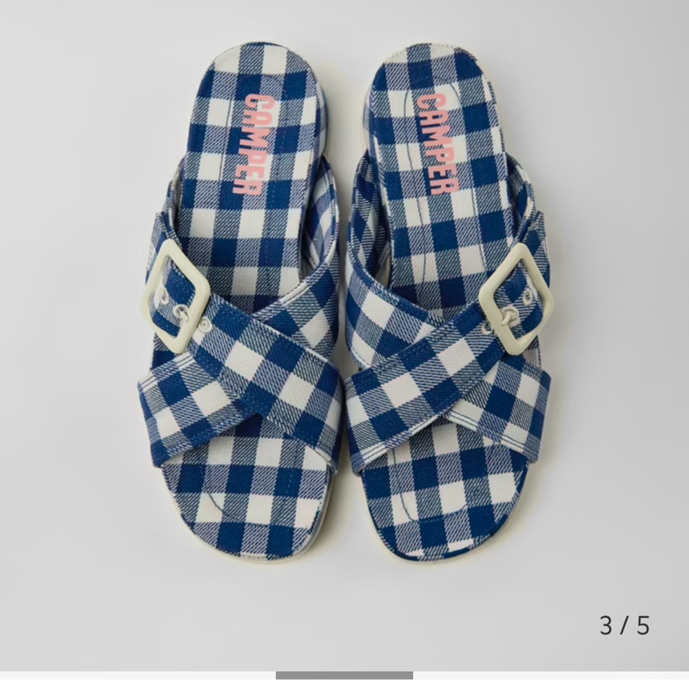 Camper Navy and White Checkered Sandals size 39